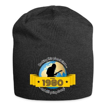 44. Geburtstag Rocking this planet since 10/1980 - Jersey-Beanie - Anthrazit - Vorne