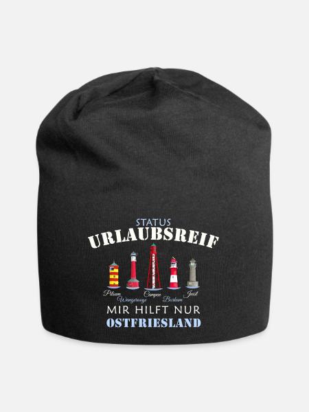 Ostfriesland Urlaubsreif, deutsche Nordsee - Jersey-Beanie - Schwarz
