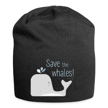 Save the Whales - Cute Whale Motif - Jersey Beanie - black - Front