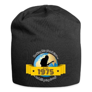49. Geburtstag Rocking this planet since 11/1975 - Jersey-Beanie - Schwarz - Vorne