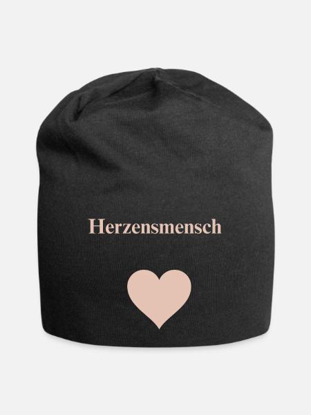 Herzensmensch - Jersey-Beanie - Schwarz