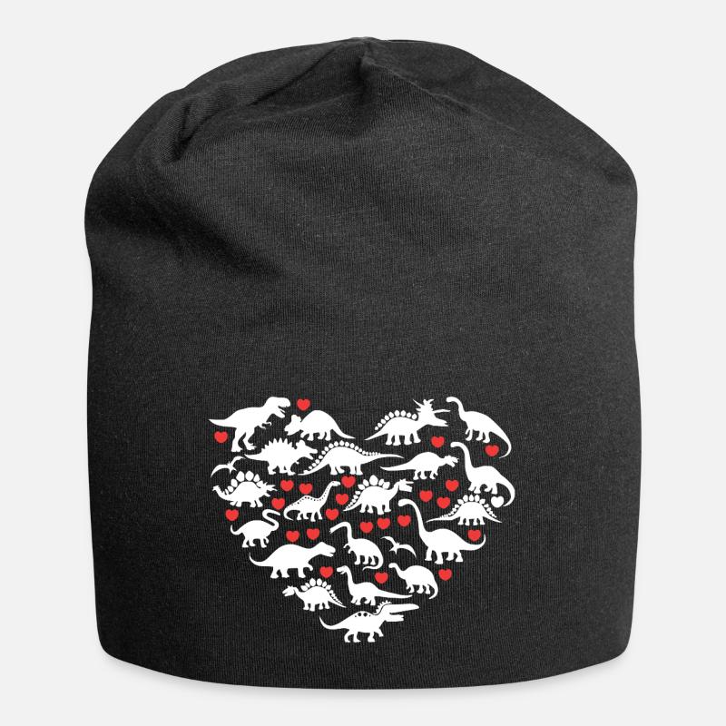 Ich liebe Dinosaurier - Jersey-Beanie - Schwarz
