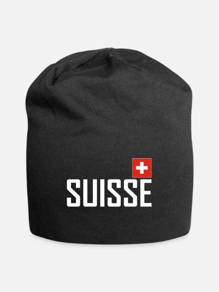 Switzerland - Flag - Schwiiz - Suisse - Switzerland - Jersey Beanie - black