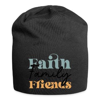 Glaube, Familie. Freunde - Jersey-Beanie - Schwarz - Vorne