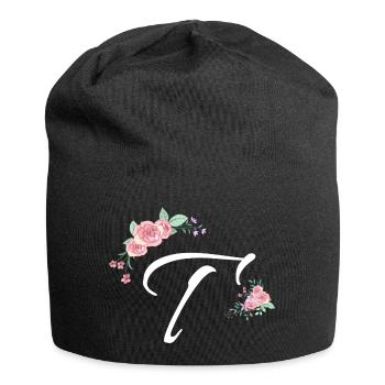 Brief und Blumen - Jersey-Beanie - Schwarz - Vorne
