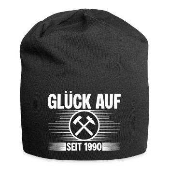 Glueck auf seit 1990 - Jersey-Beanie - Schwarz - Vorne