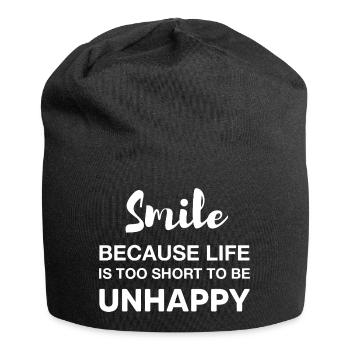 smile because life is too short to be unhappy - Jersey Beanie - black - Front