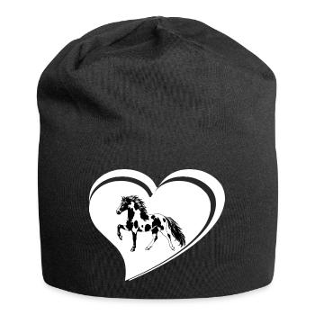 Edles Islandpferd Schecke im Tölt Damen Mädchen - Jersey-Beanie - Schwarz - Vorne