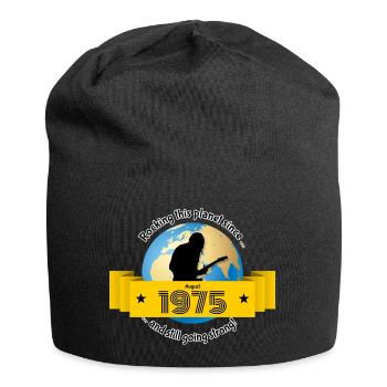 50. Geburtstag Rocking this planet since 08/1975 - Jersey-Beanie - Schwarz - Vorne