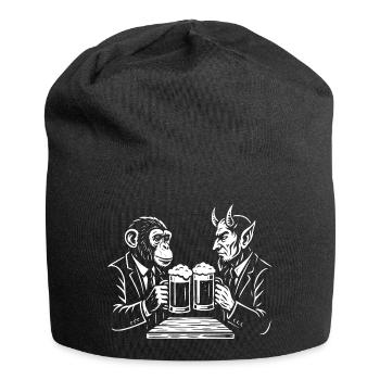 Affe und Teufel stoßen auf Bier an - Jersey-Beanie - Schwarz - Vorne