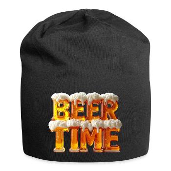 Beer Time – 3D Beer Glass Letters with Foam - Jersey Beanie - black - Front