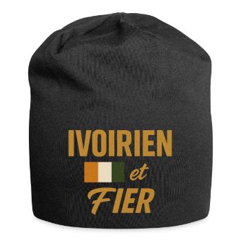Ivorisch und stolz 🇨🇮 - Jersey-Beanie - Schwarz - Vorne