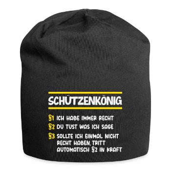 Schützenkönig Gesetze Lustiger Schützenfest Spruch - Jersey-Beanie - Schwarz - Vorne