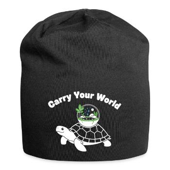 Glass Dome Turtle World in Shell - Jersey Beanie - black - Front