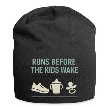Laufende Mama, Papa, Joggende Eltern - Jersey-Beanie - Schwarz - Vorne