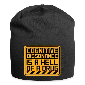 Cognitive Dissonance Is A Hell Of A Drug Spruch - Jersey-Beanie - Schwarz - Vorne
