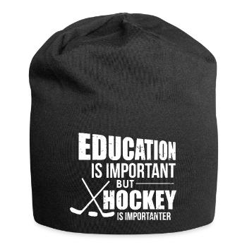 L’école est importante mais le hockey est plus important - Bonnet en jersey - noir - Devant