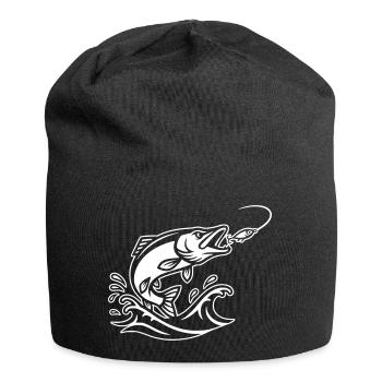 Hecht Raubfisch Sprung Outline - Jersey-Beanie - Schwarz - Vorne