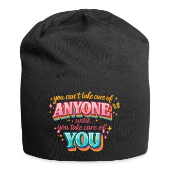 Treat Yourself First: Retro Self-Care - Jersey Beanie - black - Front