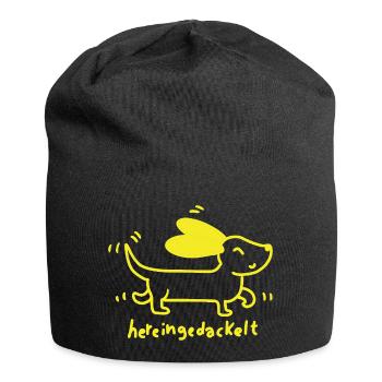 Chien jaune tacheté - Bonnet en jersey - noir - Devant