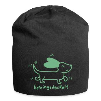  Dackel verspielt, handgezeichnet - Jersey-Beanie - Schwarz - Vorne
