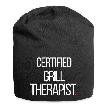 Certified Grill Therapist Funny BBQ - Jersey Beanie - black - Front
