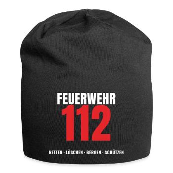 Feuerwehr 112 retten löschen bergen schützen - Jersey-Beanie - Schwarz - Vorne