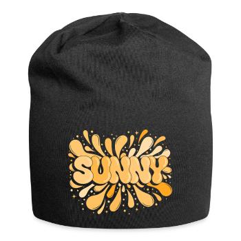 Sunny Orange Explosion Typographic Splash - Jersey Beanie - black - Front