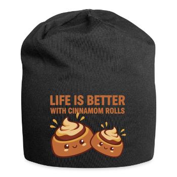 Das Frühstücksleben ist besser mit Zinnbrötchen Lustig - Jersey-Beanie - Schwarz - Vorne