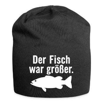Der Fisch war größer Lustiger Anglerspruch Angel - Jersey-Beanie - Schwarz - Vorne