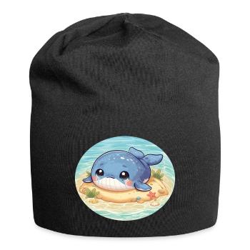 Wal auf Sandbank im Meer - Jersey-Beanie - Schwarz - Vorne