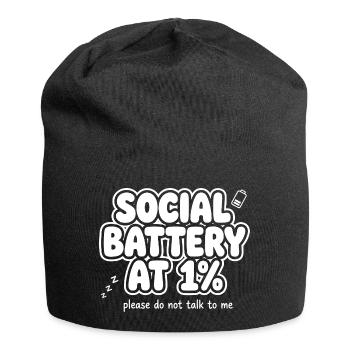 Social Battery at One Percent - Jersey Beanie - black - Front