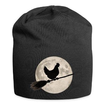 Chicken Witch's Broom Full Moon T-Shirt Halloween - Jersey Beanie - black - Front