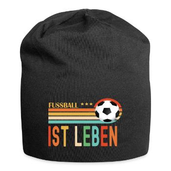 Fussball ist Leben - Jersey-Beanie - Schwarz - Vorne