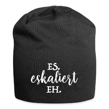 Es eskaliert eh - Party - Urlaub - JGA - Jersey-Beanie - Schwarz - Vorne