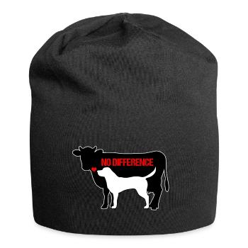 No Difference Dog Cow Animals Vegan Animal Welfare - Jersey Beanie - black - Front