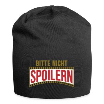 Farben änderbar | Bitte nicht Spoilern - Jersey-Beanie - Schwarz - Vorne