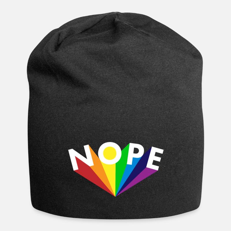 Nope Nö Nein als Regenbogen - Jersey-Beanie - Schwarz