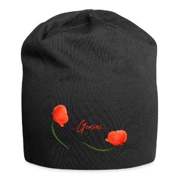 Zwillinge Mohn Klatschmohn Sternzeichen Zwillinge - Jersey-Beanie - Schwarz - Vorne