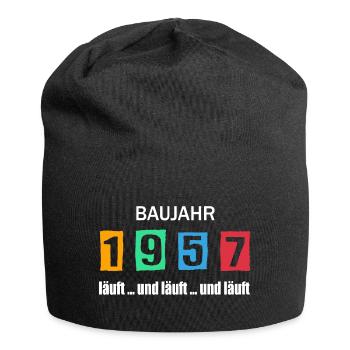 Baujahr 1957 - läuft und läuft und läuft - Jersey-Beanie - Schwarz - Vorne