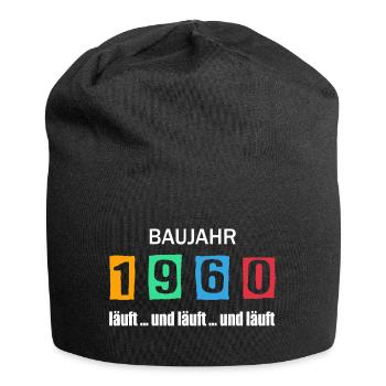 Baujahr 1960 - läuft und läuft und läuft - Jersey-Beanie - Schwarz - Vorne