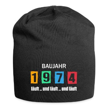 Baujahr 1974 - läuft und läuft und läuft - Jersey-Beanie - Schwarz - Vorne