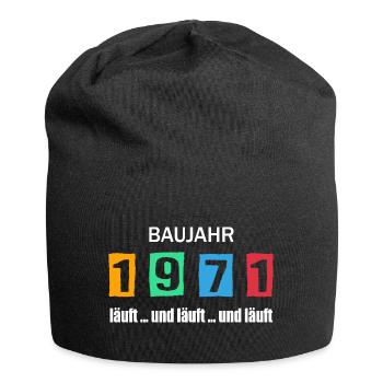 Baujahr 1971 - läuft und läuft und läuft - Jersey-Beanie - Schwarz - Vorne