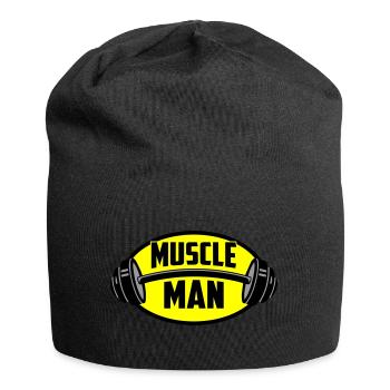 Farben änderbar | Muscle Man Logo - Jersey-Beanie - Schwarz - Vorne