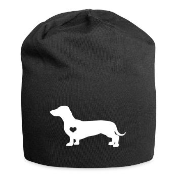 Dackel Dachshund Hund Herzschlag Geschenkidee - Jersey-Beanie - Schwarz - Vorne