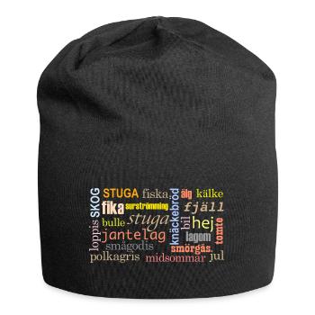 Schwedische Worte - Jersey-Beanie - Schwarz - Vorne