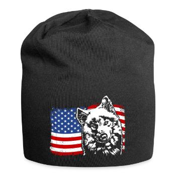 Samoyed America Flag Dog Dogs Wilsigns - Jersey Beanie - black - Front