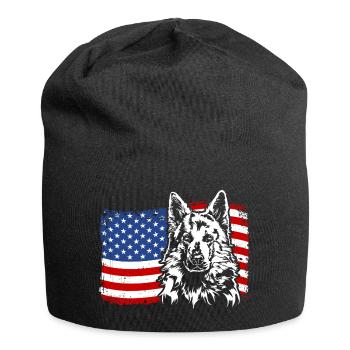 Weisser Schweizer Schäferhund Amerika Fahne Hunde - Jersey-Beanie - Schwarz - Vorne