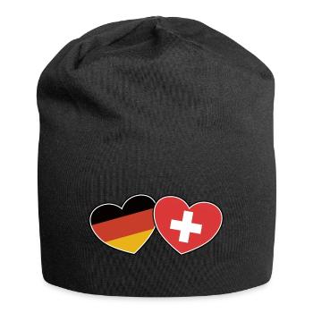 Deutsch Schweizerische Freundschaft - Geschenk - Jersey-Beanie - Schwarz - Vorne