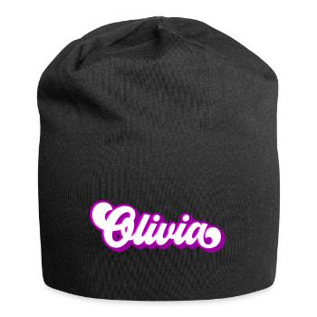 Farben änderbar | Olivia Schöner Mädchen Name - Jersey-Beanie - Schwarz - Vorne